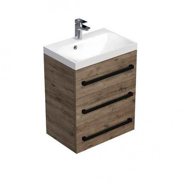Koupelnová skříňka s umyvadlem SAT Cube Way 60x47,5x40 cm dub Wellington mat CUBE2C603DW