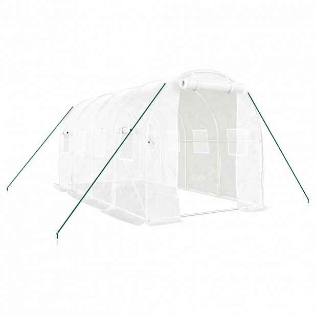 vidaXL Skleník s ocelovým rámem bílý 8 m² 4 x 2 x 2 m