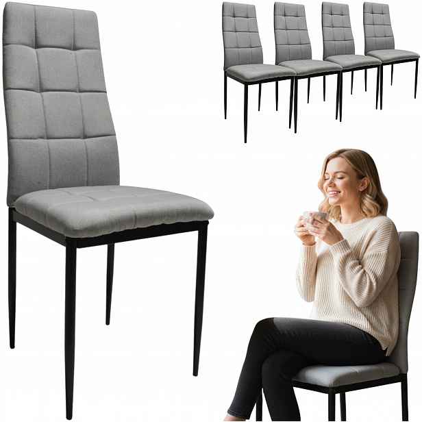 4 židle Solden Šedá Čalouněná, ergonomická, pro jídelnu, kancelářskou kuchyni