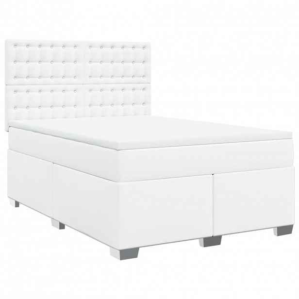 vidaXL Box spring postel s matrací bílá 160x200 cm umělá kůže
