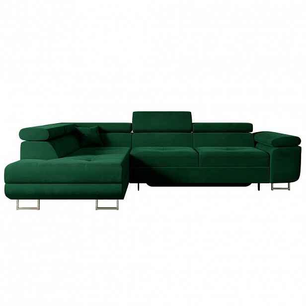 ALTDECOR ROHOVÁ POHODA s funkcí lůžka a úložným prostorem GUSA-L 272x202x107 cm zelený velur