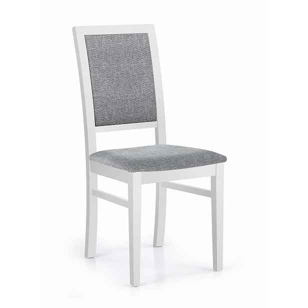 Dřevená jídelní židle, bílá/šedá