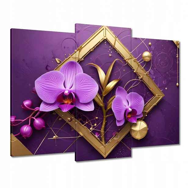 Obrazy 90x70 Fialové orchideje a zlato