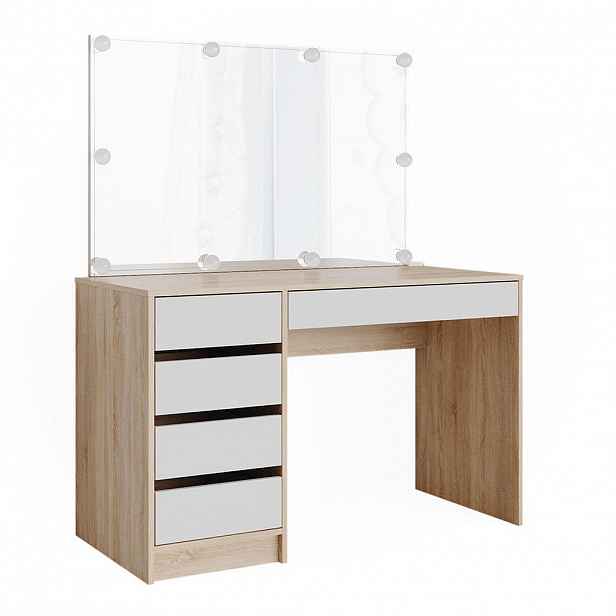 Vicco TOALETNÍ STOLEK Sherry Bílá/Sonoma 120 cm s osvětlením LED