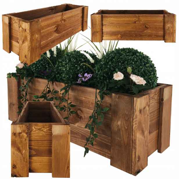 Truhlík bylinkový záhon květináč květináč bylinkářský obal dřevěný 30x80x30 cm Eko