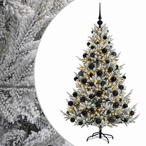 vidaXL Umělý vánoční stromek s vánočními koulemi 240 cm 300 LED