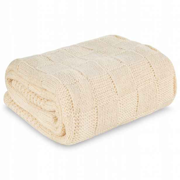 Deka Pled 2 130x170 béžová, přehoz na postel, pohovka měkká, silná, teplá