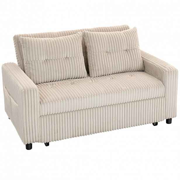 HOMCOM ROZKLÁDACÍ SOFA, 2místná sofa 157x190cm s funkcí spaní, nastavitelná opěrka