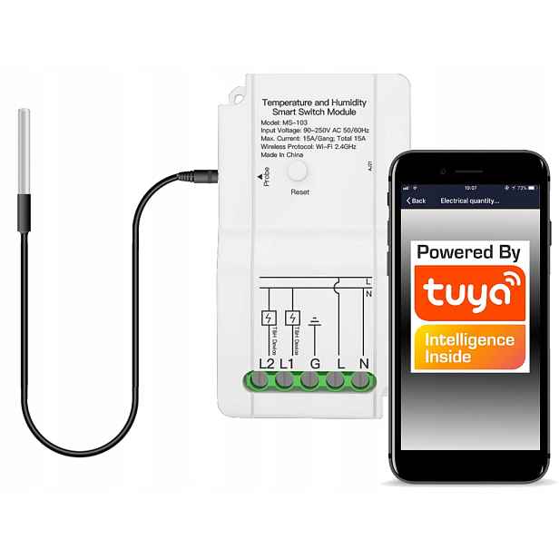Venkovní termostat s teplotním senzorem Tuya WiFi