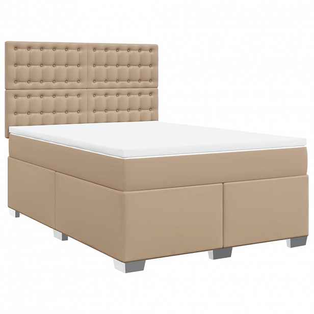 vidaXL Box spring postel s matrací cappuccino 160x200 cm umělá kůže