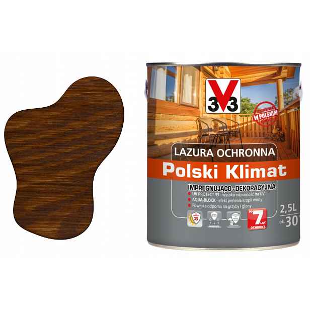 3V3 Výkonná lazura pro střešní krytinu Dekorativní impregnace na dřevo Extra 2.5L