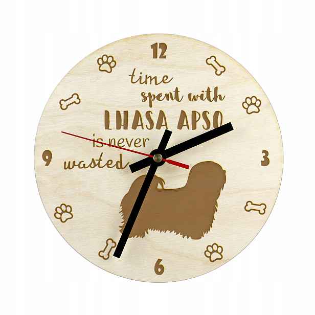 Lhasa Apso gravírované hodiny se psem, průměr 30 cm, jméno psa
