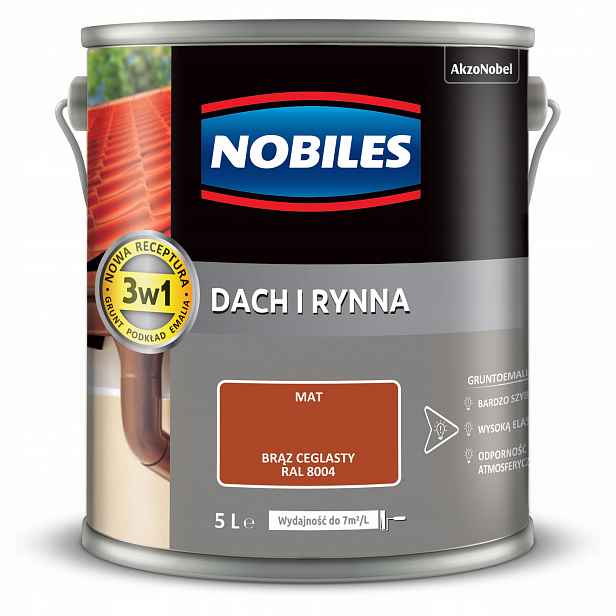 Nobiles Střecha A Žlab 5L Cihlová Hnědá Barva Na Střechu, Pozinkovaný Plech