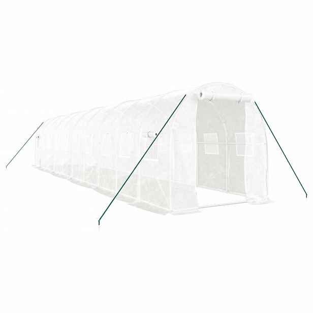 vidaXL Skleník s ocelovým rámem bílý 20 m² 10 x 2 x 2 m