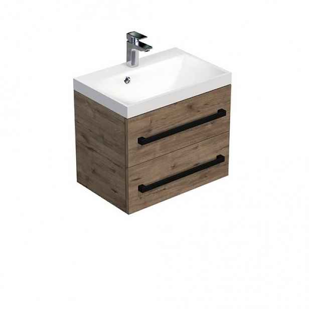 Koupelnová skříňka s umyvadlem SAT Cube Way 60x71x40 cm dub Wellington mat CUBE2C60ZDW