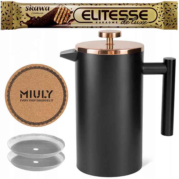 Kávovar Miuly 1 l Francouzská lisovací nádoba 350 ml černá měď