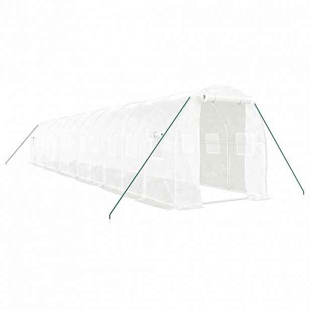 vidaXL Skleník s ocelovým rámem bílý 24 m² 12 x 2 x 2 m