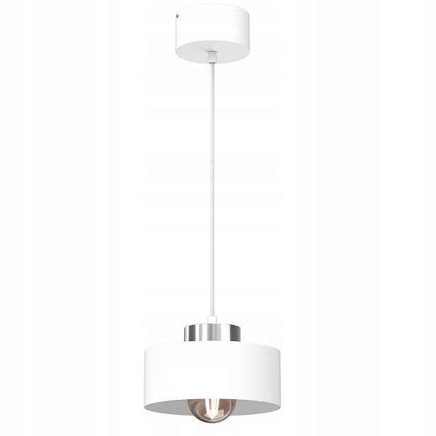 Závěsná lampa bílá chrom kulatá 20 cm do jídelny nad stůl a ostrov Luminex