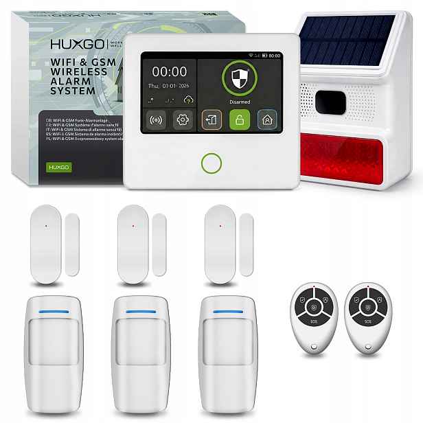 Bezdrátový alarm WiFi Gsm 4G s Tuya, Huxgo HXA502 W venkovní siréna