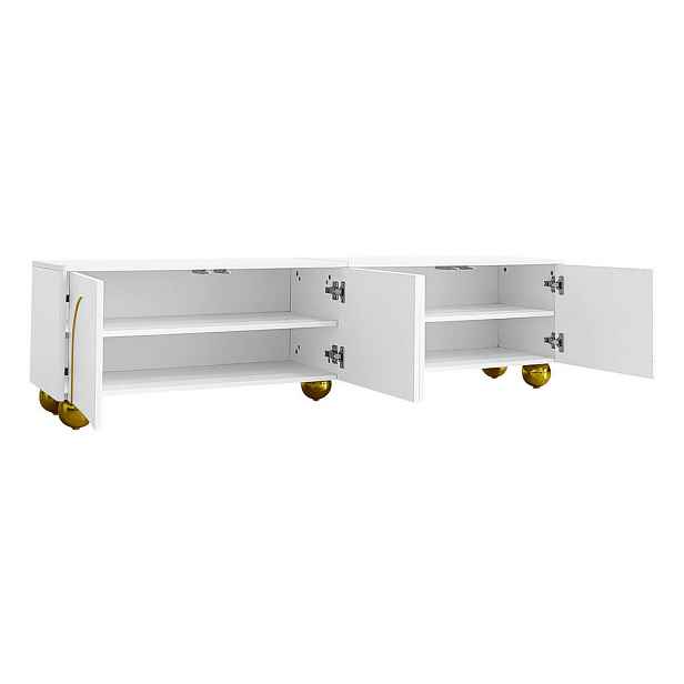 EVRYAE TV STOLEK se zásuvkami a úložným prostorem, černá 180 cm