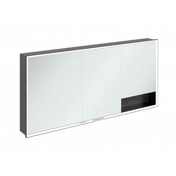 Villeroy & Boch My View+ - Zrcadlová skříňka s LED osvětlením 160x75x17 cm, 3 dvířka, grafit/matná černá B48216VR