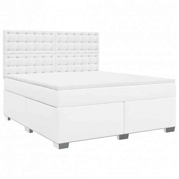 vidaXL Box spring postel s matrací bílá 180x200 cm umělá kůže