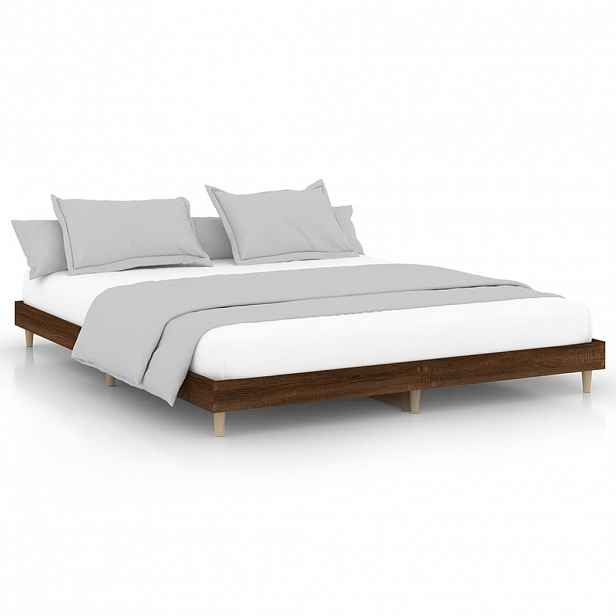 vidaXL Rám postele bez matrace Hnědý dub 200x200 cm Dřevěné konstrukce