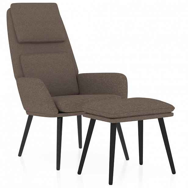 vidaXL Relaxační křeslo se stoličkou taupe textil