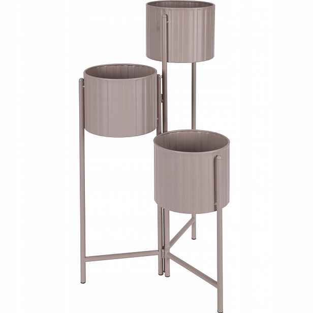 Držák Na Květináč Loftový Kovový Na 3 Květináče Béžový 39 X 29 X 68 CM Taupe