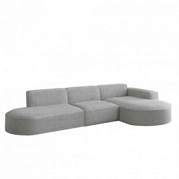 Kaiser Möbel ROHOVÁ SEDAČKA designová ve tvaru L MODENA tkanina Loop Světle šedá Pravá strana