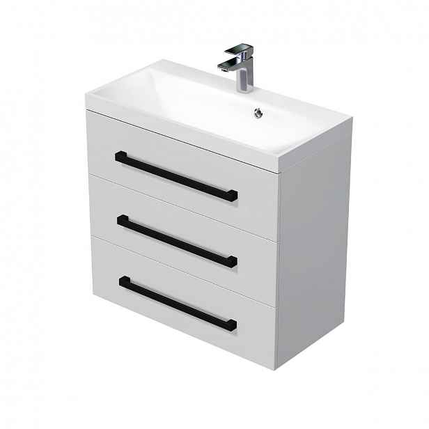 Koupelnová skříňka s umyvadlem SAT Cube Way 80x47,5x40 cm bílá lesk lesk/mat CUBE2C803BL