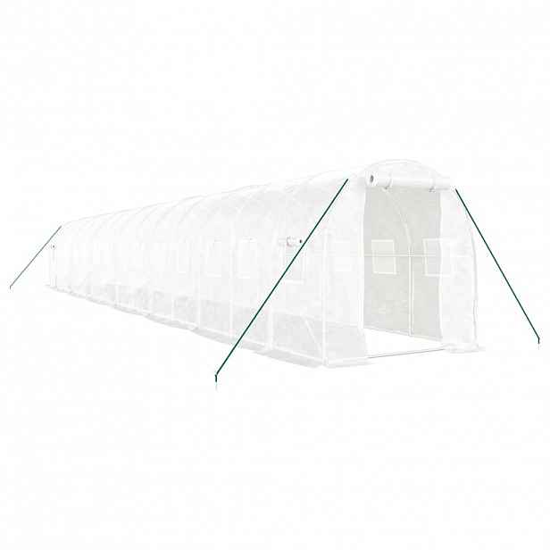vidaXL Skleník s ocelovým rámem bílý 28 m² 14 x 2 x 2 m