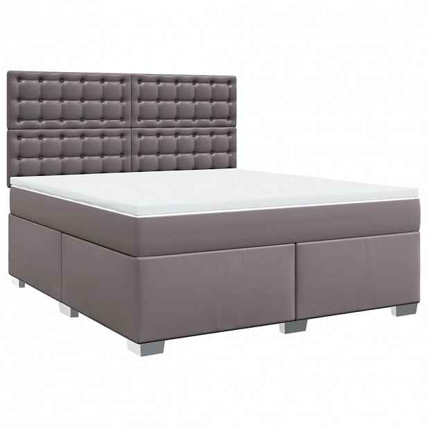 vidaXL Box spring postel s matrací šedá 180x200 cm umělá kůže