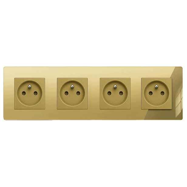 Čtyřnásobná zásuvka ze zlatého skla s uzemněním 4x230V Nuri B-Line