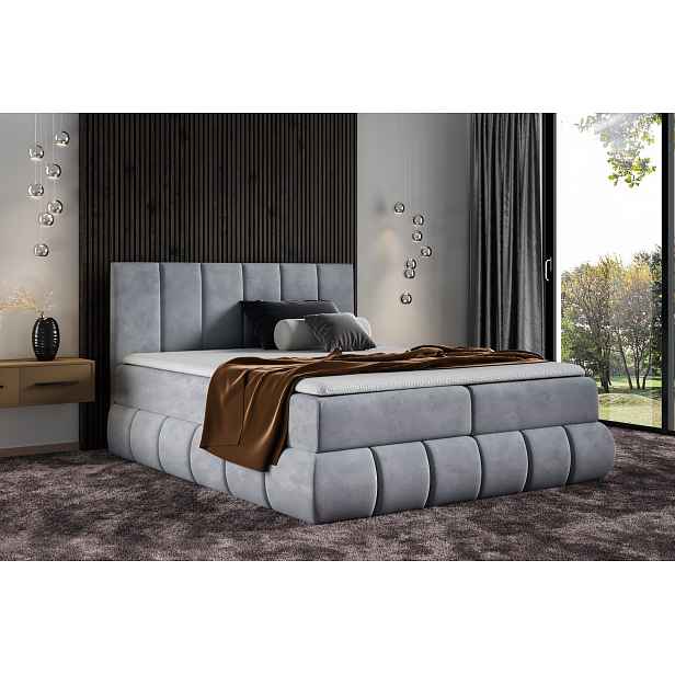 Designová čalouněná postel 140x200 VENY - šedá + topper ZDARMA