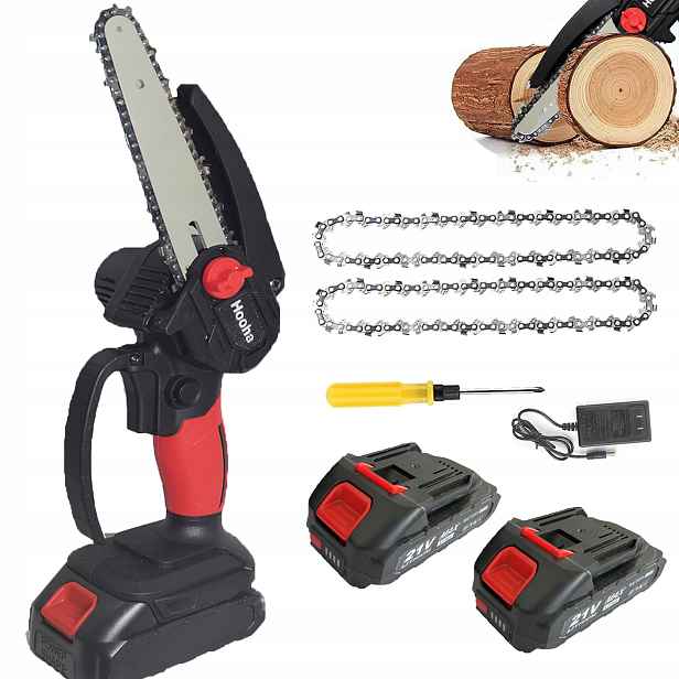 Mini Akumulátorová Řetězová Pila 6" 21V 2x Aku 2x Řetěz