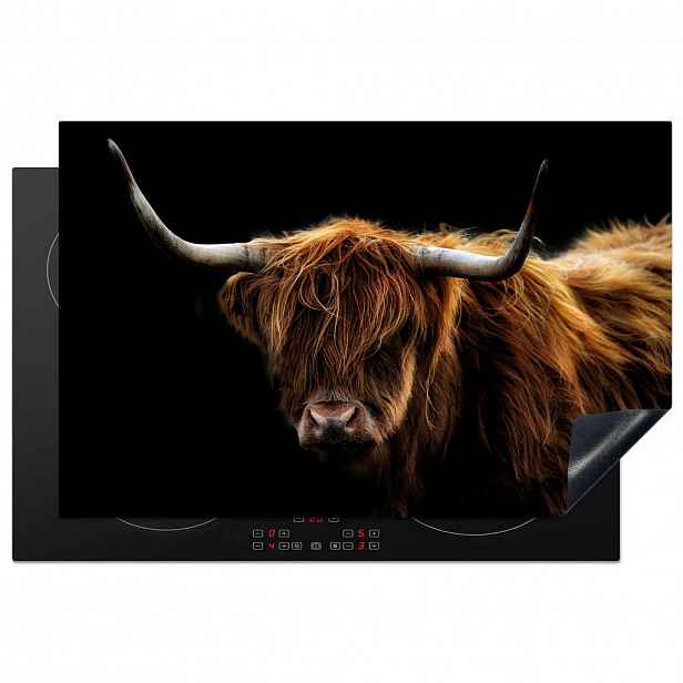 MuchoWow KRYT NA INDUKČNÍ DESKU Skotský horal - Rohy - Černá - Zvířata - Příroda - Divoká - Kráva 81x52 cm