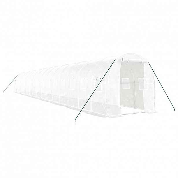 vidaXL Skleník s ocelovým rámem bílý 32 m² 16 x 2 x 2 m