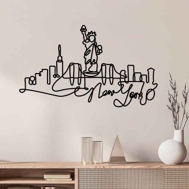 Wallity Nástěnná kovová dekorace New York černá