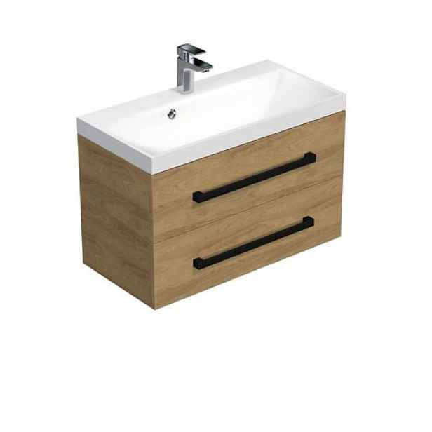 Koupelnová skříňka s umyvadlem SAT Cube Way 80x71x40 cm dub Hickory mat CUBE2C80ZDH