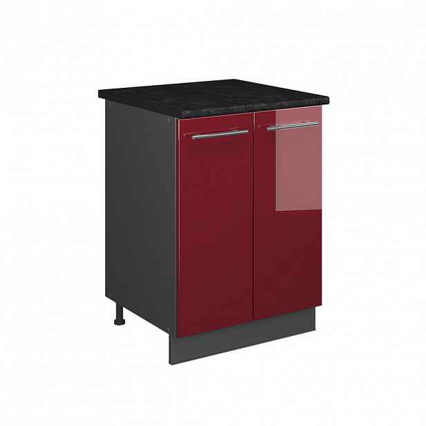 Vicco SKŘÍŇKA POD DŘEZ Fame-Line, Bordó červená vysoký lesk/Antracit, 60 cm