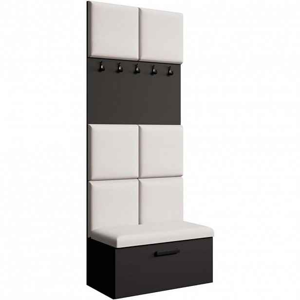 Beautysofa PŘEDSÍŇOVÁ sestava Margaret I 81/203/43 s čalouněnými panely, černá|dub artisan