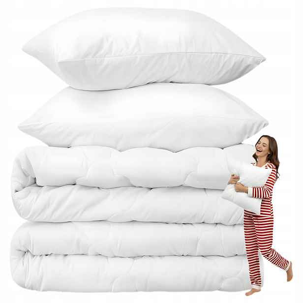Přikrývka a polštáře 200x200 cm 70x80 Celoroční rychleschnoucí bílá Easy Sleep