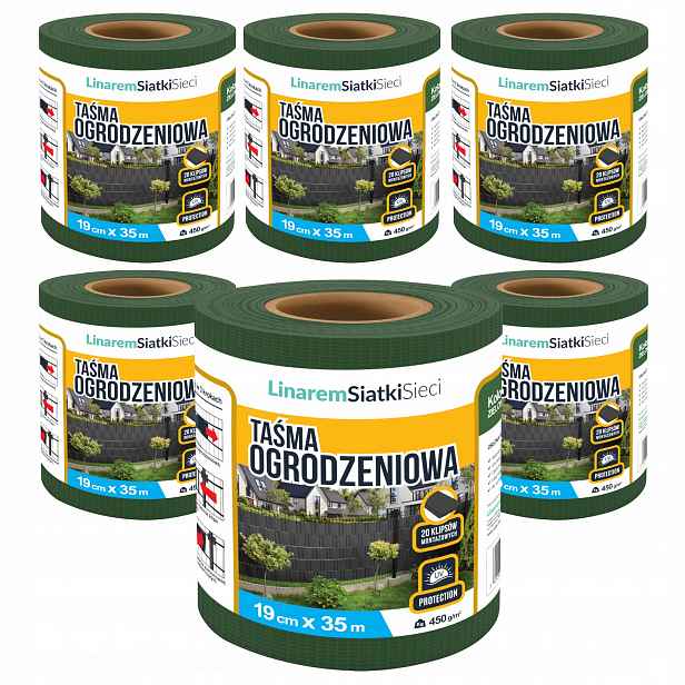 Stínící Panelové Pásy Zelená 19 cm x 35 m Kryt Na Oplocení Uv Set 6 ks