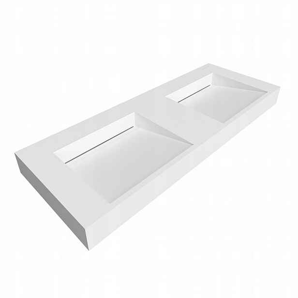 Umyvadlo Seravia Solid Surface Bílá s lineárním odtokem, dvojité, 120 cm