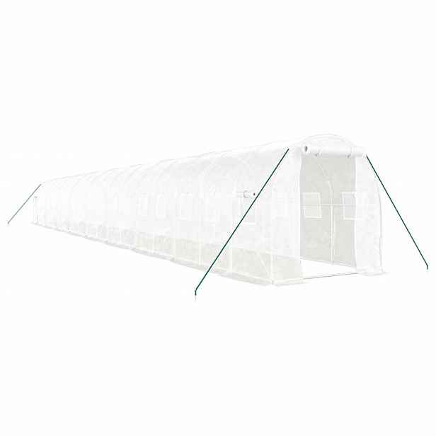 vidaXL Skleník s ocelovým rámem bílý 36 m² 18 x 2 x 2 m