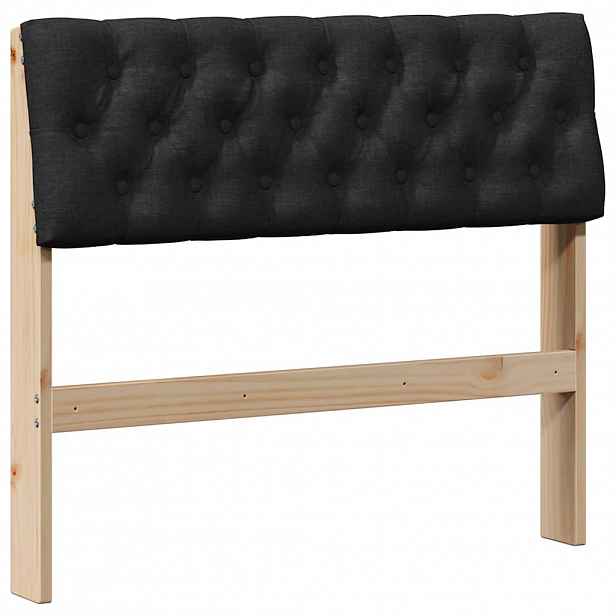 vidaXL Čalouněné čelo postele Černá 90 cm Masivní borové dřevo