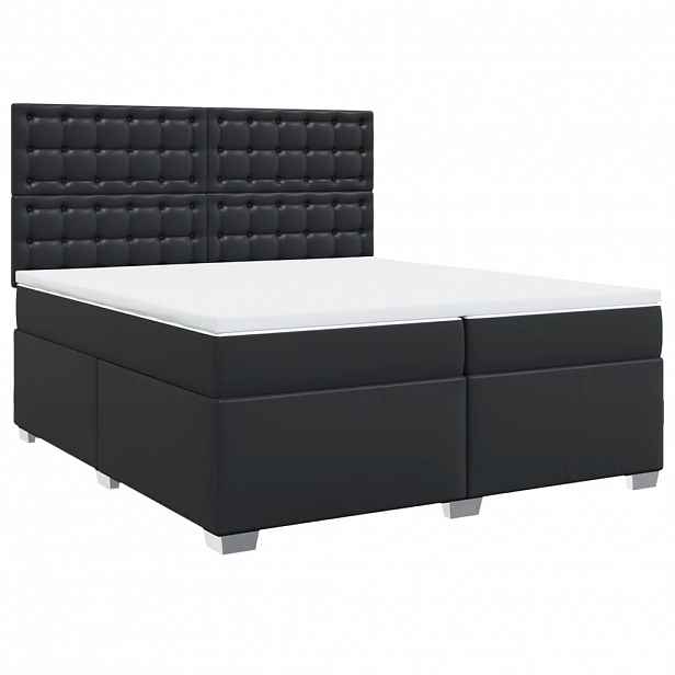 vidaXL Box spring postel s matrací černá 200x200 cm umělá kůže