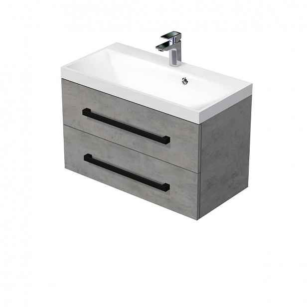 Koupelnová skříňka s umyvadlem SAT Cube Way 80x71x40 cm beton mat CUBE2C80ZBE
