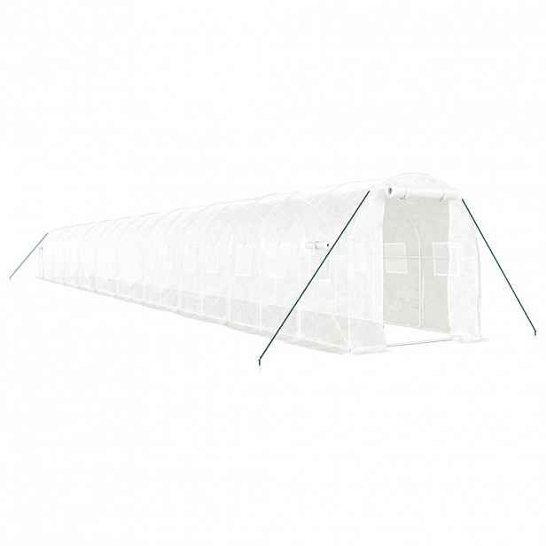 vidaXL Skleník s ocelovým rámem bílý 40 m² 20 x 2 x 2 m